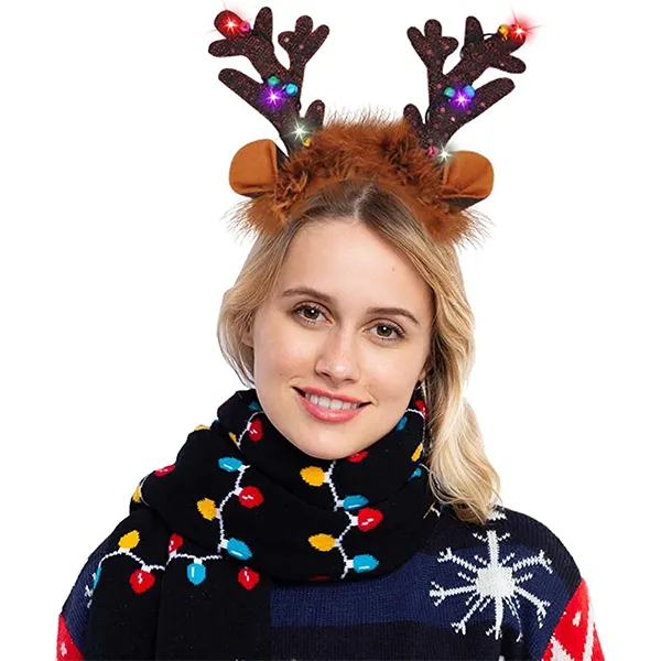 4pcs Light Up Christmas Reindeer Headband 5 4pcs Light Up Christmas Reindeer Headband - Image 3