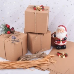 50pcs Brown Kraft Paper Gift Box With Lids And Grass Twines -Christmas Favors Shop 50Pcs Brown Kraft Paper Gift Boxes with Lids and Grass Twines for Christmas 4 result 600x600 1