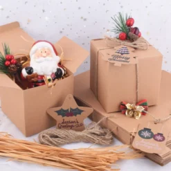 50pcs Brown Kraft Paper Gift Box With Lids And Grass Twines -Christmas Favors Shop 50Pcs Brown Kraft Paper Gift Boxes with Lids and Grass Twines for Christmas 5 result 600x600 1