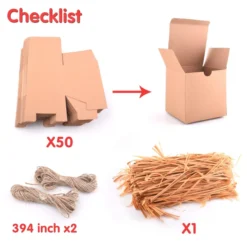 50pcs Brown Kraft Paper Gift Box With Lids And Grass Twines -Christmas Favors Shop 50Pcs Brown Kraft Paper Gift Boxes with Lids and Grass Twines for Christmas 6 result 600x600 1
