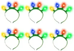6pcs Christmas Headband LED Light With 6 Flashing Modes