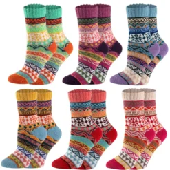 6Pcs Christmas Wool Socks