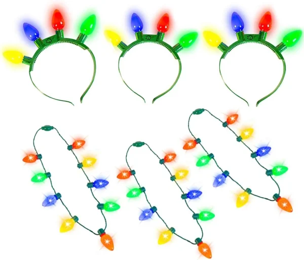 6pcs Christmas Light Up Headbands And Necklace 4 6pcs Christmas Light Up Headbands And Necklace - Image 2