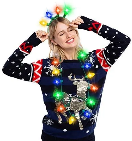 6pcs Christmas Light Up Headbands And Necklace 5 6pcs Christmas Light Up Headbands And Necklace - Image 3