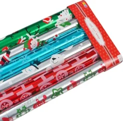 6pcs Christmas Foil Wrapping Paper Set -Christmas Favors Shop 6 Rolls Foil Wrapping Paper Set 6 600x587 1
