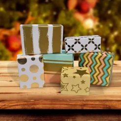 6 Rolls Gold Print Wrapping Paper