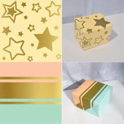 6 Rolls Gold Print Wrapping Paper 12 6 Rolls Gold Print Wrapping Paper -Christmas Favors Shop 6 Rolls Gold Print Wrapping Paper 5 600x600 1
