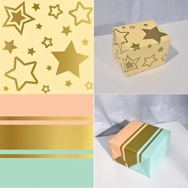 6 Rolls Gold Print Wrapping Paper 7 6 Rolls Gold Print Wrapping Paper - Image 5