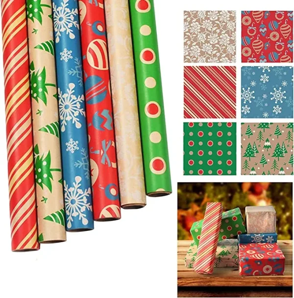 6 Rolls Kraft Wrapping Paper Set 4 6 Rolls Kraft Wrapping Paper Set - Image 2