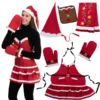 6Pcs Lady Santa Apron And Kitchen Set