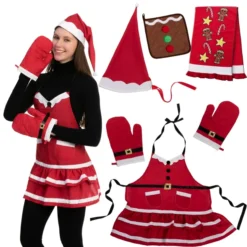6Pcs Lady Santa Apron And Kitchen Set