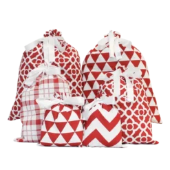 6Pcs Red Fabric Gift Bag