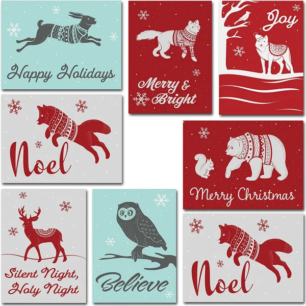 72pcs Christmas Animal Greeting Cards With Envelopes 3 72pcs Christmas Animal Greeting Cards With Envelopes
