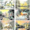 72pcs Snowy Town Christmas Greeting Cards