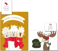 72pcs Cute Animal Christmas Greeting Cards -Christmas Favors Shop 72Pcs Cute Animal Wintertime Greeting Cards 5 result 600x530 1