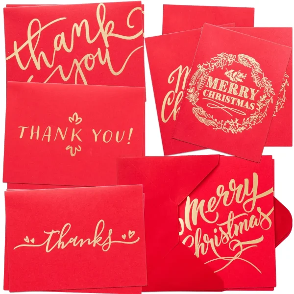 72pcs Christmas Red Thank You Cards 3 72pcs Christmas Red Thank You Cards