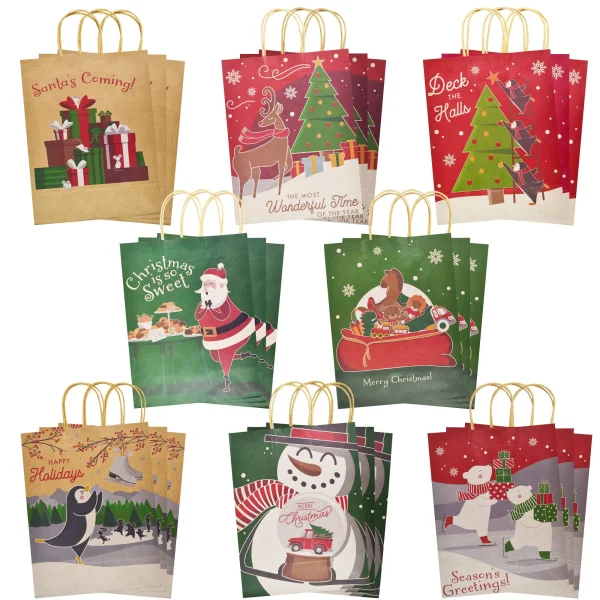 24pcs Kraft Paper Christmas Gift Bags With Twine Handles 6 24pcs Kraft Paper Christmas Gift Bags With Twine Handles - Image 4
