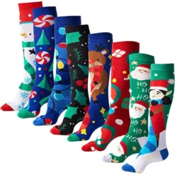 8 Pairs Womens High Knee Christmas Socks -Christmas Favors Shop 8 Pairs Womens Assorted Design Patterned Knee High Socks 5 结果