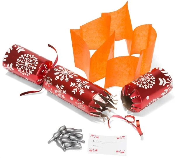 Fun 10pcs No Snap Red And White Snowflake Christmas Cracker 4 Fun 10pcs No Snap Red And White Snowflake Christmas Cracker - Image 2