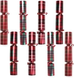 8pcs Buffalo Plaid Design Christmas Crackers 10in