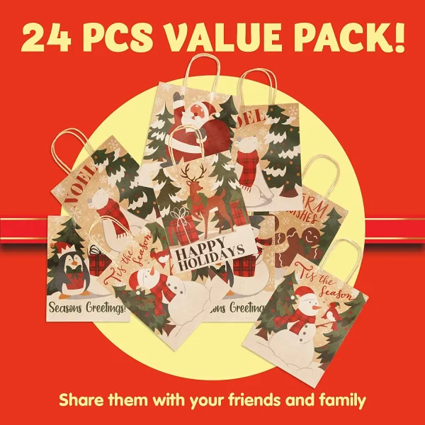 24pcs Christmas Kraft Paper Goodie Bags 5 24pcs Christmas Kraft Paper Goodie Bags - Image 3