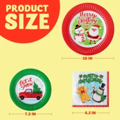 96pcs Disposable Christmas Paper Plates Tableware Set -Christmas Favors Shop 96Pcs Christmas Paper Plates and Napkins Set 5 600x600 1