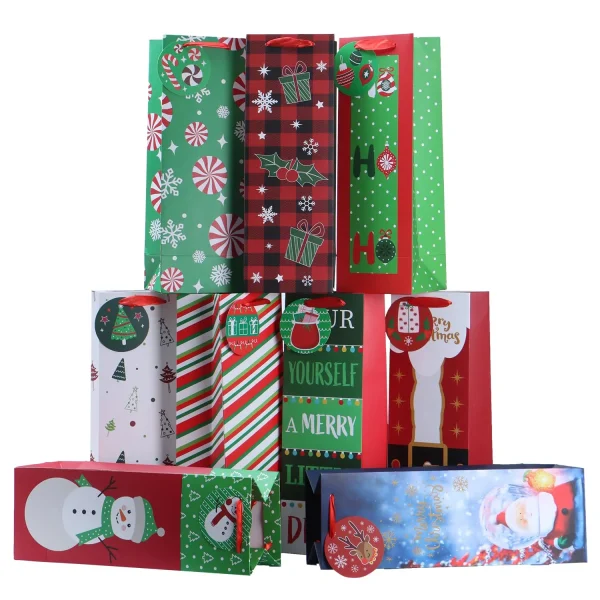 9pcs Christmas Wine Bottle Paper Bags 4 9pcs Christmas Wine Bottle Paper Bags - Image 2