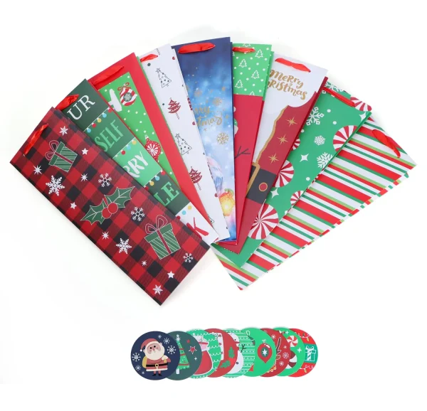 9pcs Christmas Wine Bottle Paper Bags 5 9pcs Christmas Wine Bottle Paper Bags - Image 3