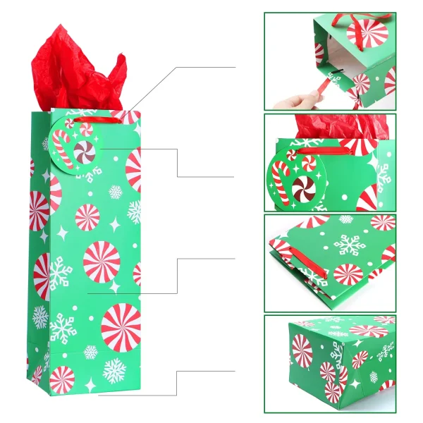 9pcs Christmas Wine Bottle Paper Bags 8 9pcs Christmas Wine Bottle Paper Bags - Image 6
