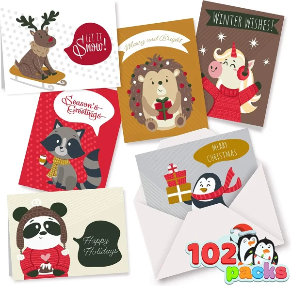 102pcs Christmas Animal Greeting Cards 4 102pcs Christmas Animal Greeting Cards - Image 2
