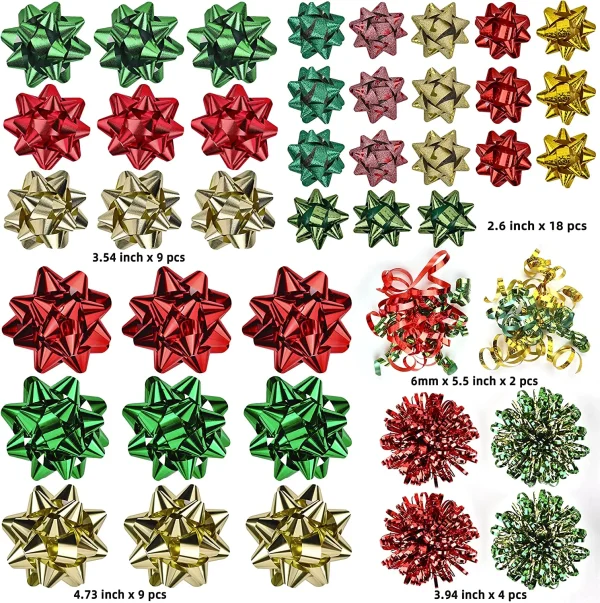 42pcs Assorted Self Adhesive Christmas Gift Bows 4 42pcs Assorted Self Adhesive Christmas Gift Bows - Image 2