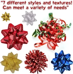 42pcs Self Adhesive Assorted Christmas Gift Wrap Bow -Christmas Favors Shop Assorted Bows White Silver Red Gold Green Blue 42 Pack 5 result 600x606 1