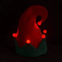 2pcs Christmas Light Up Red Plush Santa Hat -Christmas Favors Shop Blinking Light up Plush Red Santa Hat Blinking Light up Elf 2 Pcs 4 result