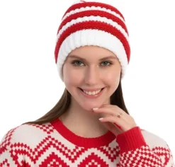 Womens Warm Snow Knit Beanie Santa Hat -Christmas Favors Shop Christmas Beanie 3 result