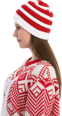 Womens Warm Snow Knit Beanie Santa Hat -Christmas Favors Shop Christmas Beanie 4 result