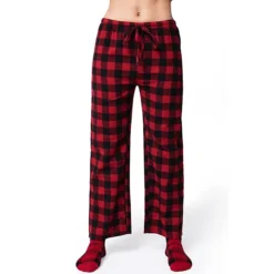 Buffalo Plaid Matching Family Pajamas With Socks -Christmas Favors Shop Christmas Black and Red Buffalo Plaid Pants L 2