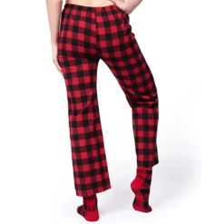 Buffalo Plaid Matching Family Pajamas With Socks -Christmas Favors Shop Christmas Black and Red Buffalo Plaid Pants L 3