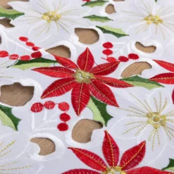 Embroidered Poinsettia Holly Leaf Table Flower Runner 11 Embroidered Poinsettia Holly Leaf Table Flower Runner -Christmas Favors Shop Christmas Flower Table Runner 4 result 600x600 1