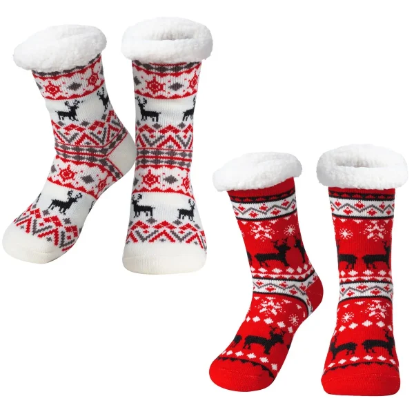 2pcs Christmas Slipper Socks With Grip 3 2pcs Christmas Slipper Socks With Grip
