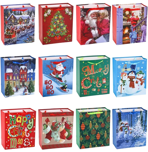 Christmas Gift Bags Bulk With Handles And Name Tags, 12Pcs 5 Christmas Gift Bags Bulk With Handles And Name Tags, 12Pcs - Image 3