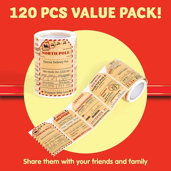 120pcs Christmas Self Adhesive Kraft Paper Stickers 4 120pcs Christmas Self Adhesive Kraft Paper Stickers - Image 2