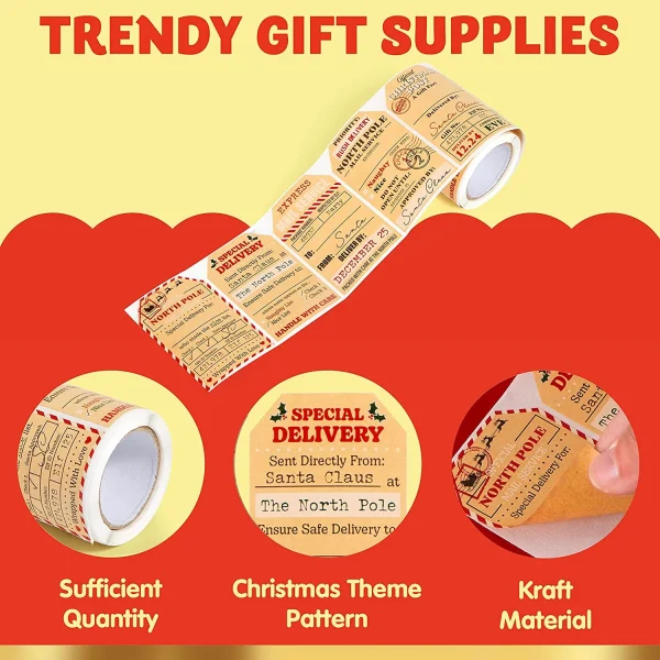 120pcs Christmas Self Adhesive Kraft Paper Stickers 7 120pcs Christmas Self Adhesive Kraft Paper Stickers - Image 5