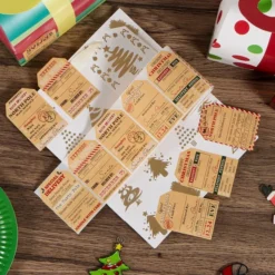 120pcs Christmas Self Adhesive Kraft Paper Stickers