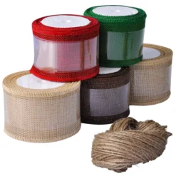 5pcs Christmas Gift Wrap Burlap Ribbon