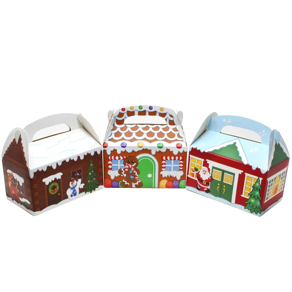 24pcs 3D Christmas House Cardboard Christmas Treat Boxes 4 24pcs 3D Christmas House Cardboard Christmas Treat Boxes - Image 2