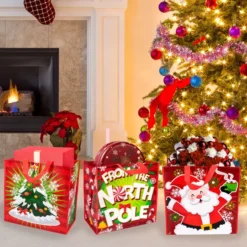 12pcs Large Red Reusable Christmas Tote Bags -Christmas Favors Shop Christmas Large Tote Bags 3 result 600x600 1