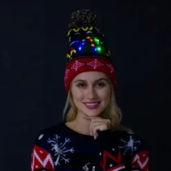 Christmas Light Up Knitted Beanie Cap