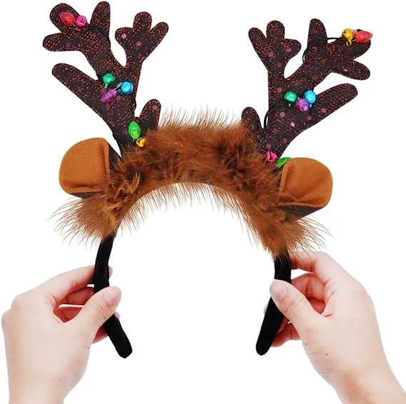 4pcs Light Up Christmas Reindeer Headband 8 4pcs Light Up Christmas Reindeer Headband - Image 6