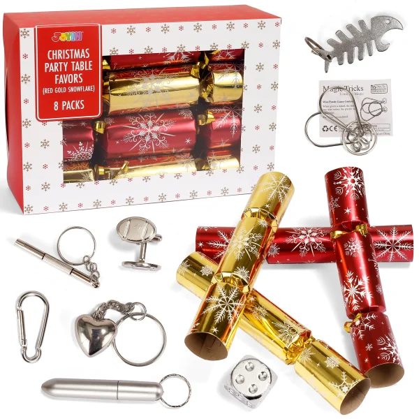 Christmas Party Table Favors (Red Gold Snowflake), 8Pack 8 Christmas Party Table Favors (Red Gold Snowflake), 8Pack - Image 6