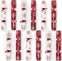 12pcs Red And White No Snap Christmas Crackers